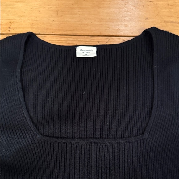 Abercrombie and fitch Black Ribbed Women's Top low square neck - Picture 3 of 5
